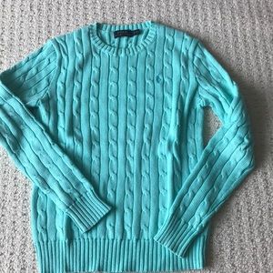 NWOT Polo Ralph Lauren Aqua Cableknit Sweater S